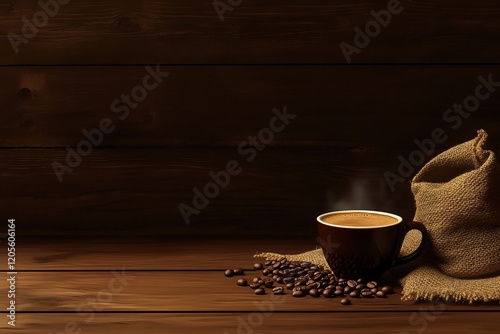 A cup of coffee is surrounded by green cardamom