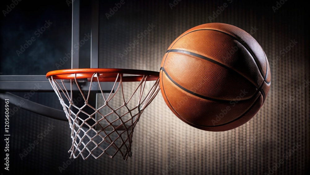 Dynamic Basketball Shot Near the Hoop Dynamic Basketball Shot Near the Hoop