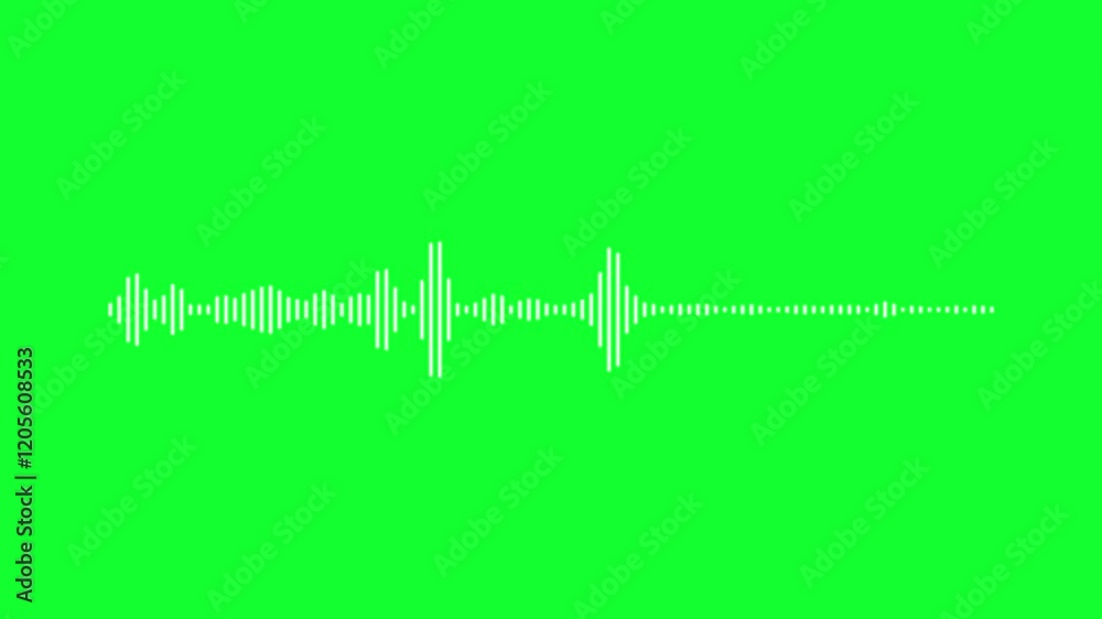 4K Simple equalizer on green background. Audio spectrum simulation on green screen background.Sound wave animation isolated on green screen background. Simple Sound Vibrations Animation,