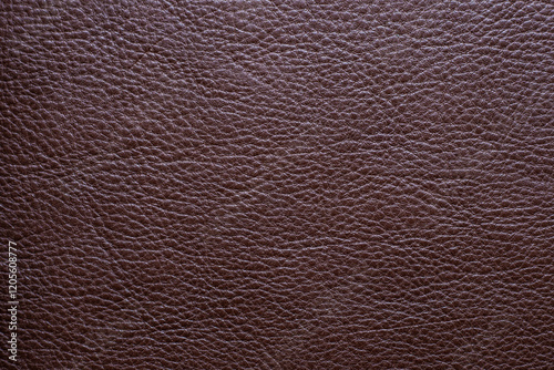 Genuine dark brown full grain leather texture