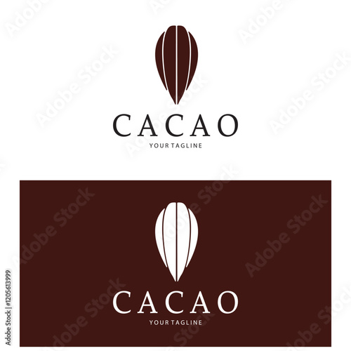 cocoa logo,cocoa bean,cocoa tree,cocoa branches and leaves,chocolate mix on white background,vintage,modern,simple,minimalist icon illustration template design vector