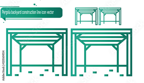 Pergola backyard construction line icon vector