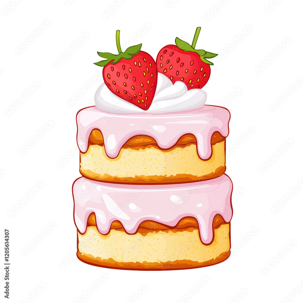 Adorable Strawberry Layered Cake Clipart Dessert Graphic Adorable Strawberry Layered Cake Clipart Dessert Graphic