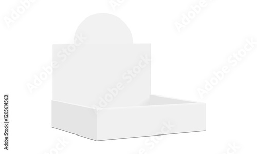 Small Empty Display Box With Rounded Top, Side View, Isolated On White Background. Vector Illustration