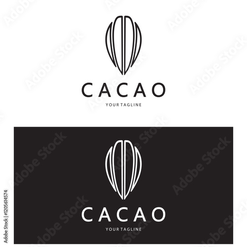 cocoa logo,cocoa bean,cocoa tree,cocoa branches and leaves,chocolate mix on white background,vintage,modern,simple,minimalist icon illustration template design vector