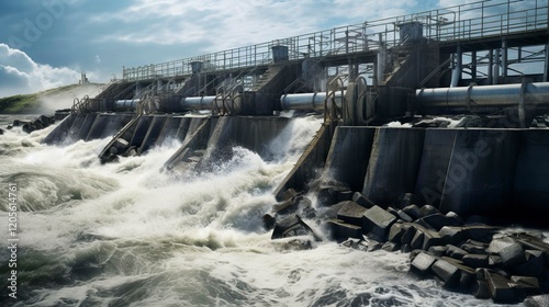 A photo of a tidal barrage harnessing energy