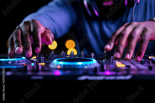 dj mixing music on dj mixer