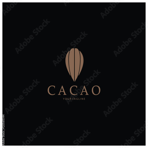 cocoa logo,cocoa bean,cocoa tree,cocoa branches and leaves,chocolate mix on white background,vintage,modern,simple,minimalist icon illustration template design vector