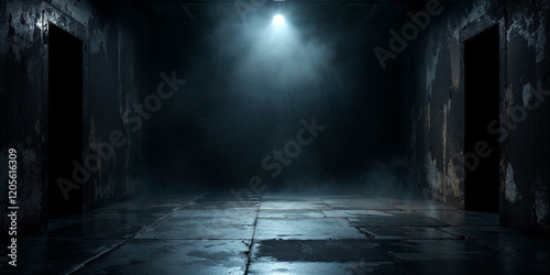 Empty industrial room with spotlight  
