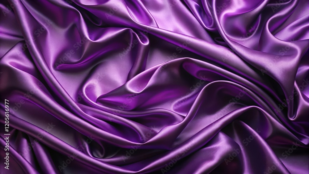 Luxurious Deep Purple Silk Fabric Draped in Elegant Waves and Soft Folds, a Textured Background for Design Projects Luxurious Deep Purple Silk Fabric Draped in Elegant Waves and Soft Folds, a Textured Background for Design Projects