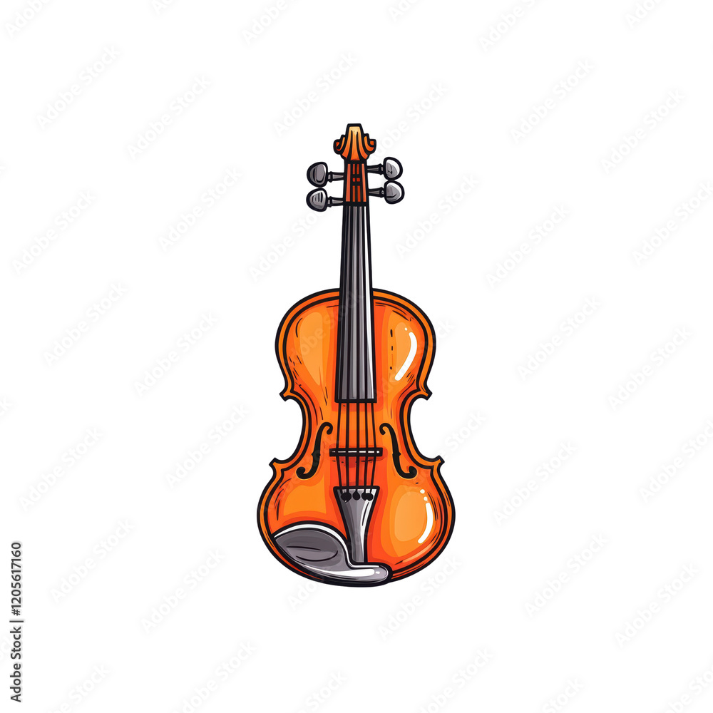 Fototapeta premium Kawaii Style Violin Clipart for Musical Element Design