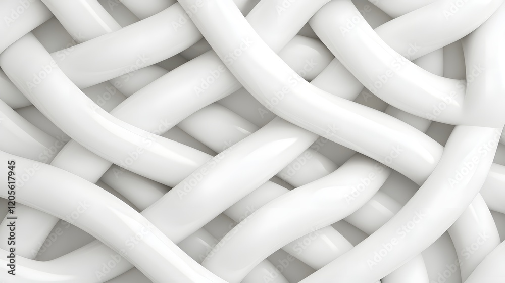 Elegant Interwoven Geometric Shapes in Minimalist White Tones - Abstract 3D Elegant Interwoven Geometric Shapes in Minimalist White Tones - Abstract 3D