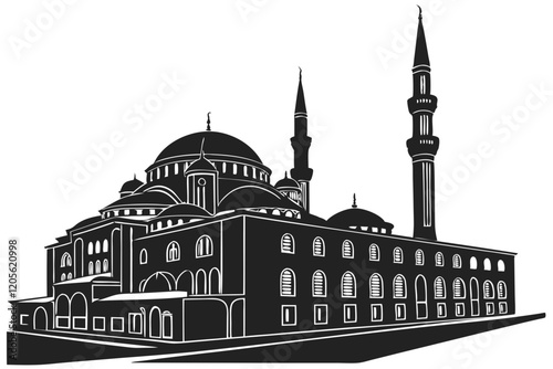 mosque silhouette vector illustration