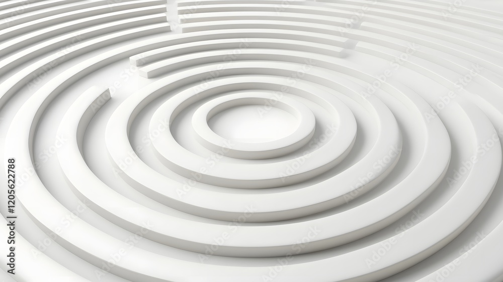 Layered Concentric Hexagons in Clean White Aesthetic 3D Layered Concentric Hexagons in Clean White Aesthetic 3D
