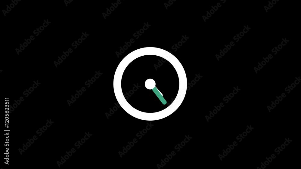 Animated clock with time turning back. Time travel. Counting 24 Hours. Clock with moving hands. Motion graphics on black screen and chroma key background.