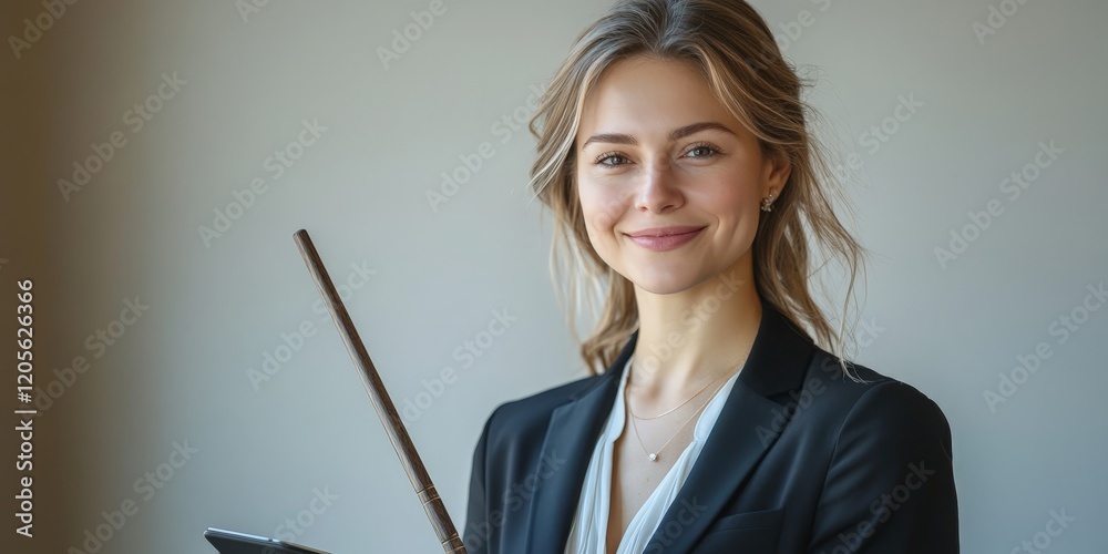 A smiling businesswoman standing in a modern office, representing leadership, confidence, and corporate success. A smiling businesswoman standing in a modern office, representing leadership, confidence, and corporate success.