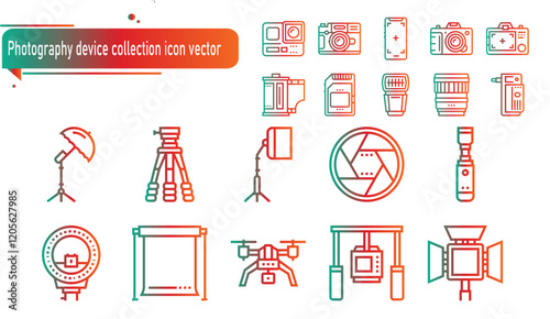 Photography device collection icon vector