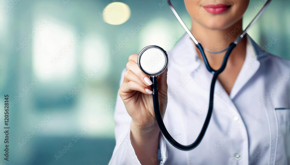 female deoctor holding stetoscope closeup bokeh female deoctor holding stetoscope closeup bokeh