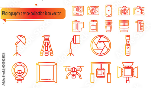 Photography device collection icon vector