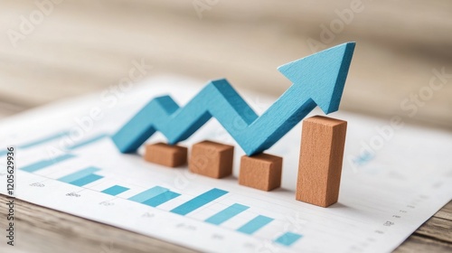 Wallpaper Mural A close-up of a rising arrow on a financial report with charts in the background. Torontodigital.ca