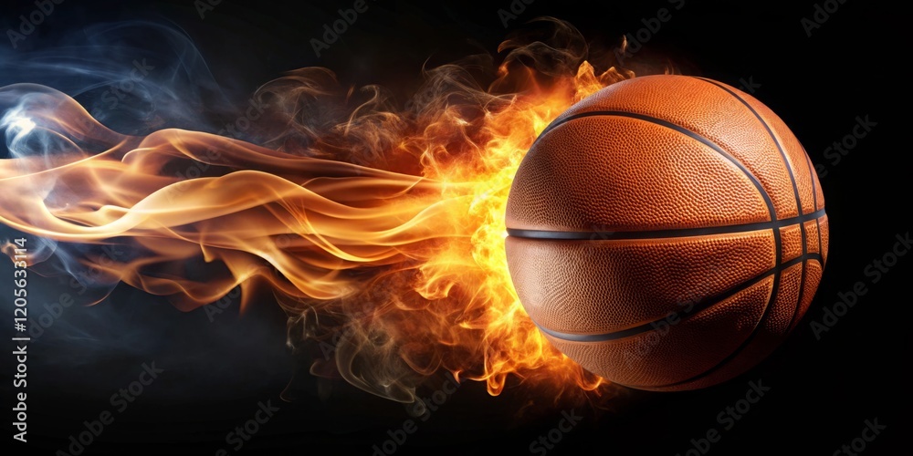 Dynamic Basketball in Motion with Flames and Smoke Dynamic Basketball in Motion with Flames and Smoke
