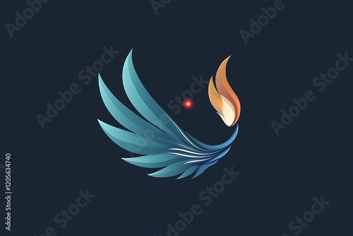 Intricate logo design featuring a stylized flame within a laurel wreath. photo