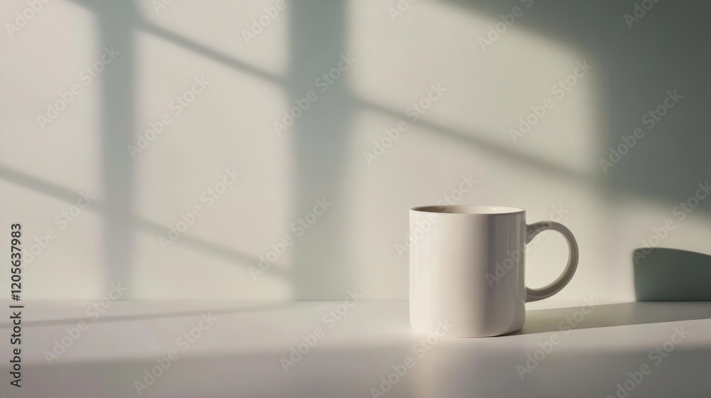 Elegant White Mug Under Sunlight Elegant White Mug Under Sunlight