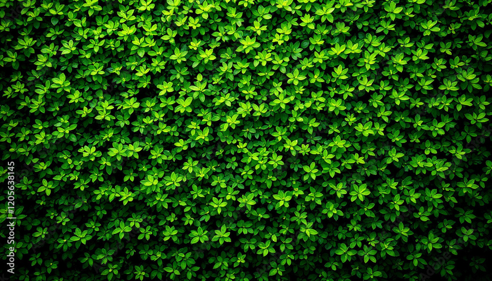Dense green foliage background with vibrant leaves Dense green foliage background with vibrant leaves