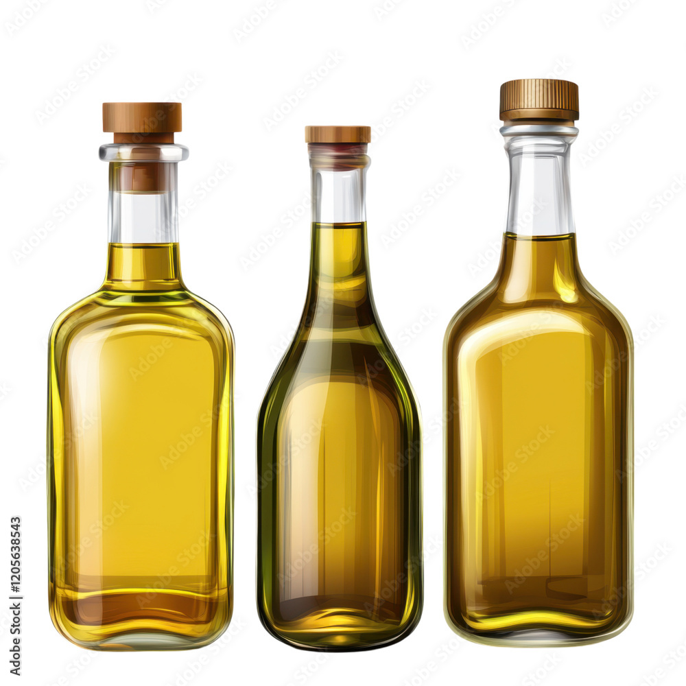 Isolated Olive Oil Bottles on Transparent Background Isolated Olive Oil Bottles on Transparent Background