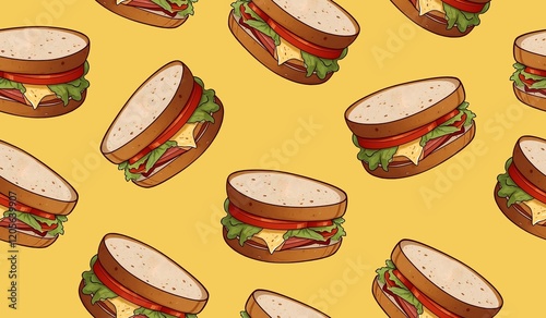 Sandwich illustration seamless pattern background 