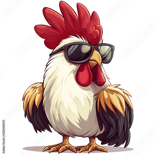 Cool Rooster in Sunglasses - Fun Animal Illustration