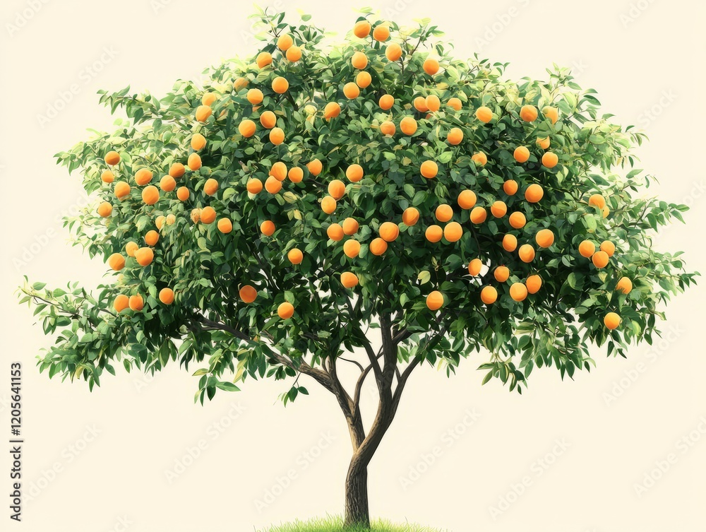 Soft apricot tree with green foliage in realistic raw style Soft apricot tree with green foliage in realistic raw style