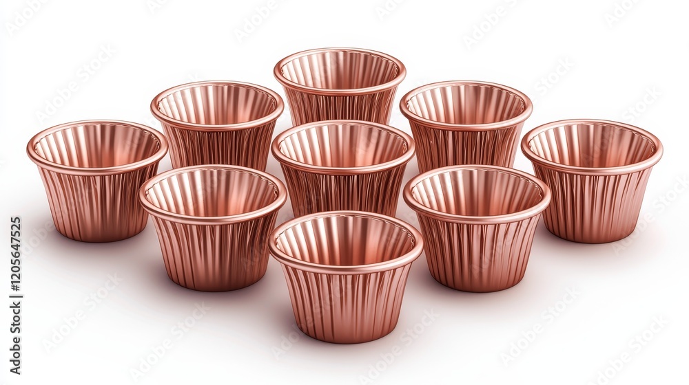 Artistic arrangement of an empty muffin tin tray, highlighting its contours and craftsmanship, isolated on a pristine white background Artistic arrangement of an empty muffin tin tray, highlighting its contours and craftsmanship, isolated on a pristine white background