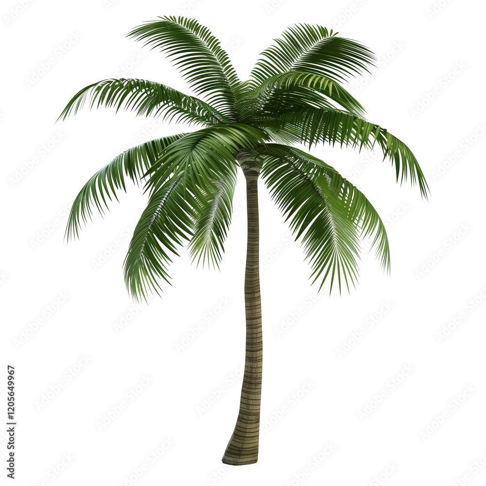 Obraz premium Modern 3D Rendered Palm Tree Concept Model with Sleek Design and Tropical Aesthetic Isolated on Transparent Background