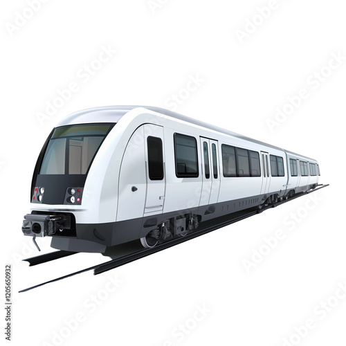 Modern 3D Rendered Train Model with Sleek Design and Realistic Details Isolated on Transparent Background