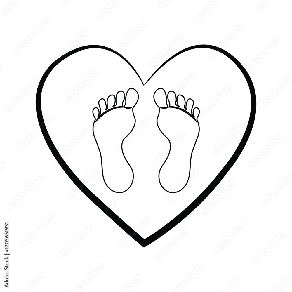 Foot sole continuous one line drawing of Isolated outline vector design black white background Foot sole continuous one line drawing of Isolated outline vector design black white background