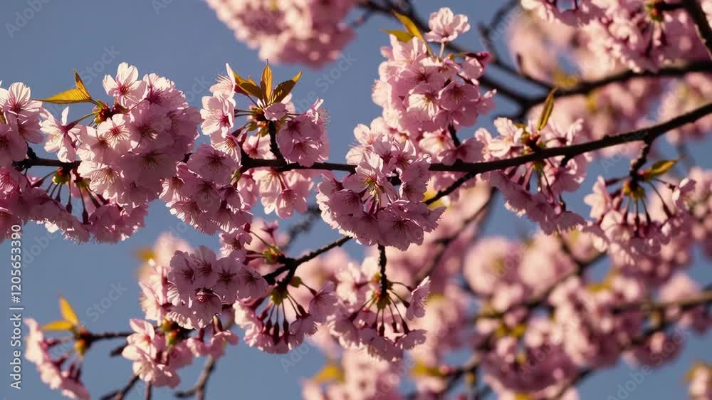 Close-up of pink cherry blossom flowers. Springtime floral background. Nature and beauty concept Close-up of pink cherry blossom flowers. Springtime floral background. Nature and beauty concept