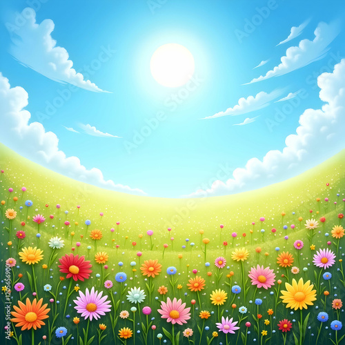 Flux Dev Vibrant flower meadow with an array of blooming wild
