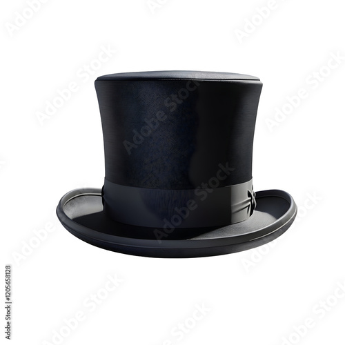 Black Cylinder Top Hat Isolated on Transparent or White Background  
