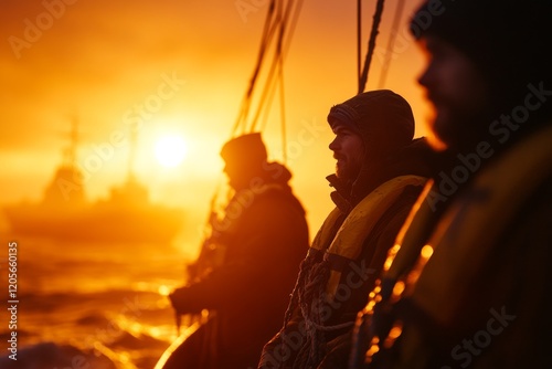 A crew preparing a yacht for departure, with ropes being untied and sails being adjusted under a bright morning sky