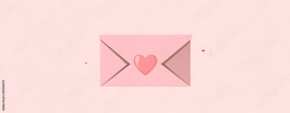 Heart sticker on Pink Envelope love letter Heart sticker on Pink Envelope love letter