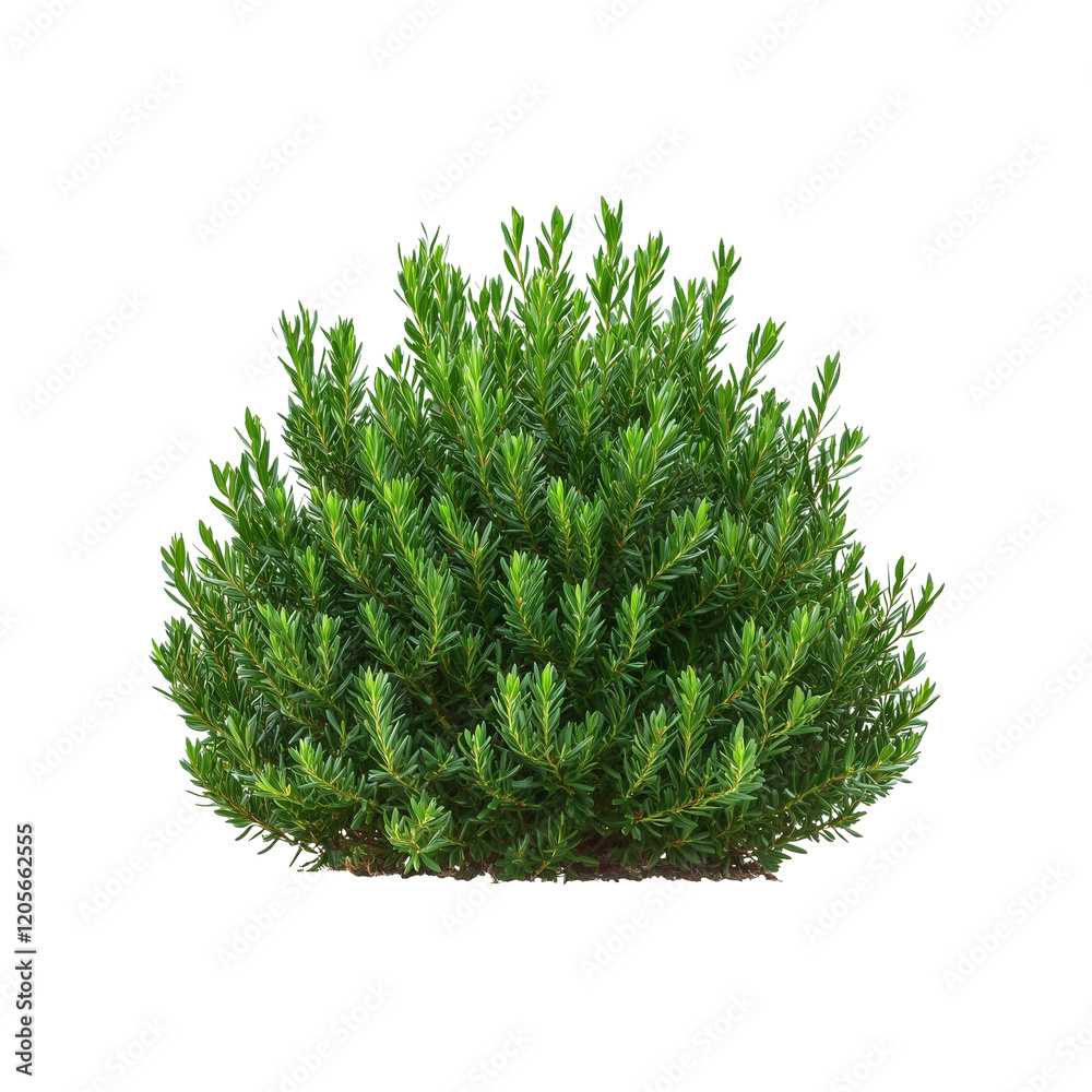 Fototapeta premium A mature Yew bush with dark green, needle-like leaves isolated on white background