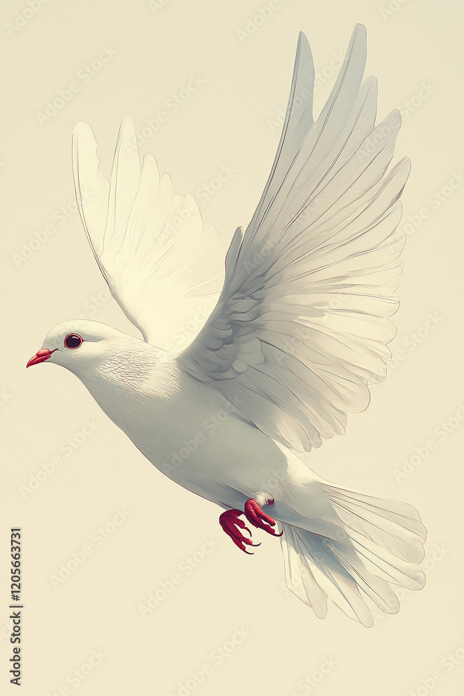 Obraz premium A White Dove in Flight Soaring Gracefully
