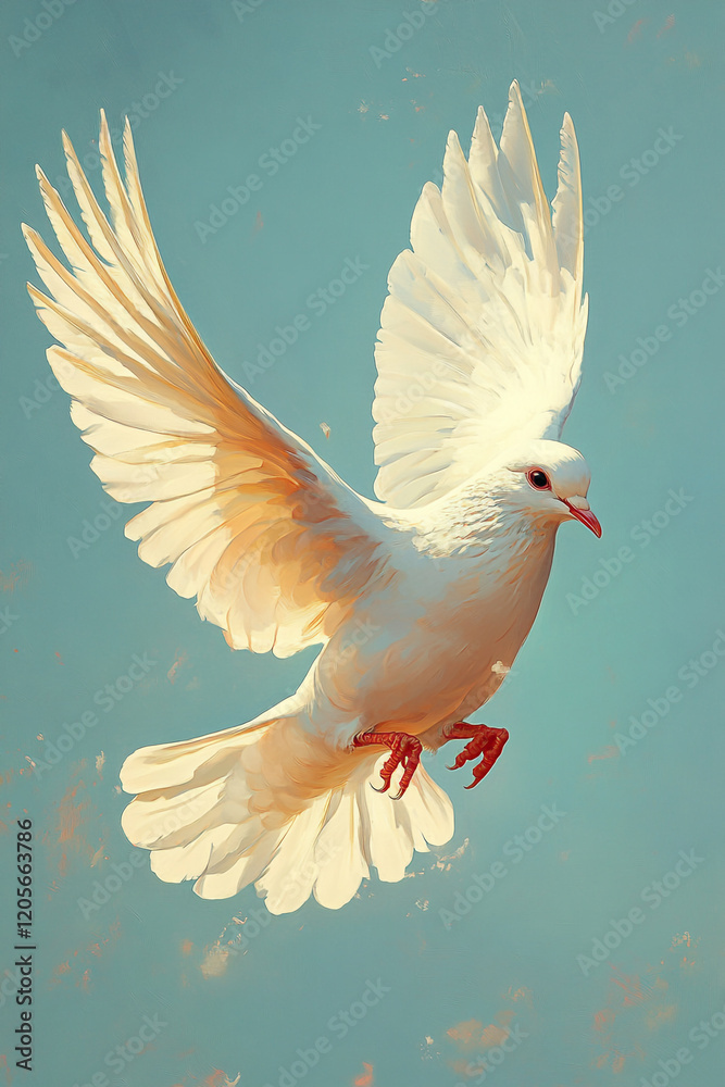 Obraz premium A White Dove Soaring Through A Pale Sky