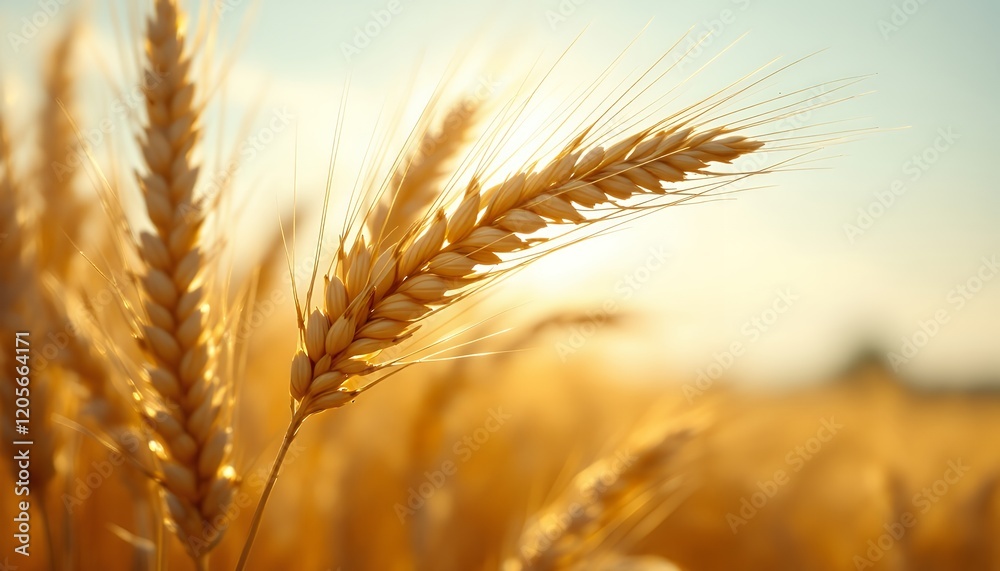 Golden Wheat Field at Sunset A Stunning View of Ripe Wheat Stalks Bathed in Warm Sunlight, Nature's Bounty Golden Wheat Field at Sunset A Stunning View of Ripe Wheat Stalks Bathed in Warm Sunlight, Nature's Bounty