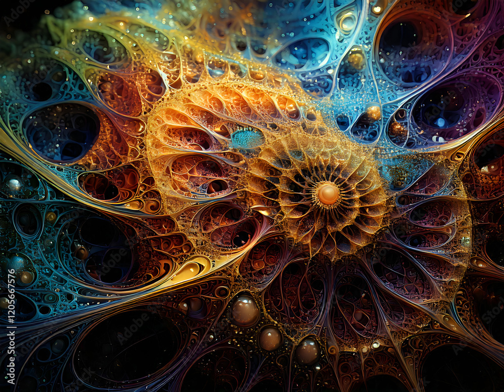 abstract digital artwork combining AI-generated fractal patterns with organic textures abstract digital artwork combining AI-generated fractal patterns with organic textures