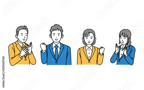 若い会社員の男女が頑張るイラスト
