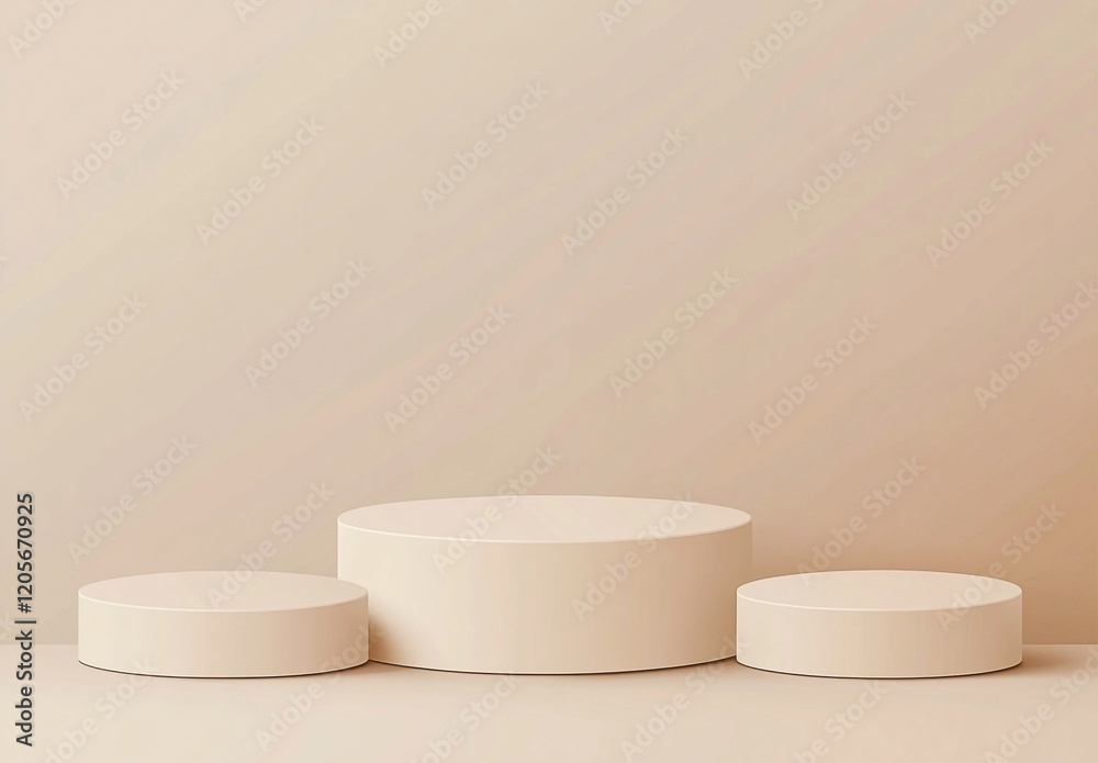 Elegant Beige Podium Display for Product Showcase in an Abstract Minimalist Scene Elegant Beige Podium Display for Product Showcase in an Abstract Minimalist Scene