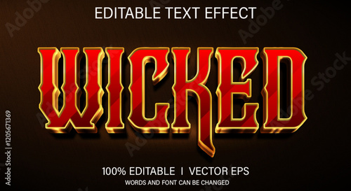 wicked 3d vector text effect with modern style design