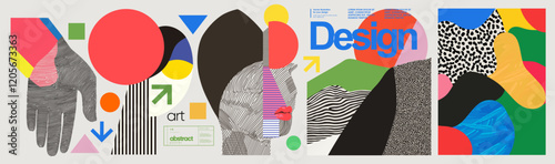 Abstract vector design with geometric shapes, art, vibrant colors, and modern composition. Ideal for poster, branding, background, and creative projects